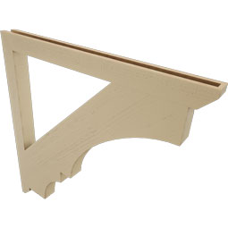 Ekena Millwork - BKTUR035X46X46BOA06RCPR - Timberthane Faux Wood Balboa Style Bracket, Slat Ends, 3 1/2"W x 46"D x 46"H, Primed Tan