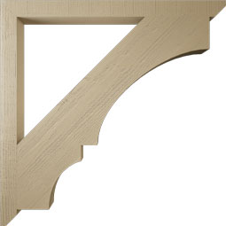 Ekena Millwork - BKTUR035X48X48BOA06RCPR - Timberthane Faux Wood Balboa Style Bracket, Slat Ends, 3 1/2"W x 48"D x 48"H, Primed Tan