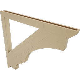 Ekena Millwork - BKTUR035X48X48BOA06RCPR - Timberthane Faux Wood Balboa Style Bracket, Slat Ends, 3 1/2"W x 48"D x 48"H, Primed Tan