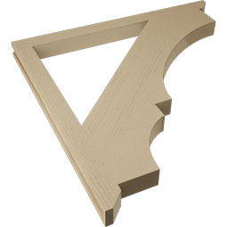 Ekena Millwork - BKTUR035X48X48BOA06RCPR - Timberthane Faux Wood Balboa Style Bracket, Slat Ends, 3 1/2"W x 48"D x 48"H, Primed Tan
