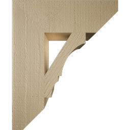Ekena Millwork - BKTUR055X18X22BOA06RCPR - Timberthane Faux Wood Balboa Style Bracket, Slat Ends, 5 1/2"W x 18"D x 22"H, Primed Tan