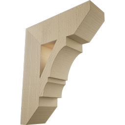 Ekena Millwork - BKTUR055X18X22BOA06RCPR - Timberthane Faux Wood Balboa Style Bracket, Slat Ends, 5 1/2"W x 18"D x 22"H, Primed Tan