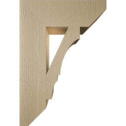 Ekena Millwork - BKTUR055X18X26BOA06RCPR - Timberthane Faux Wood Balboa Style Bracket, Slat Ends, 5 1/2"W x 18"D x 26"H, Primed Tan