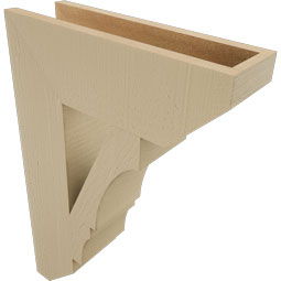 Ekena Millwork - BKTUR055X18X26BOA06RCPR - Timberthane Faux Wood Balboa Style Bracket, Slat Ends, 5 1/2"W x 18"D x 26"H, Primed Tan