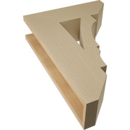 Ekena Millwork - BKTUR055X18X26BOA06RCPR - Timberthane Faux Wood Balboa Style Bracket, Slat Ends, 5 1/2"W x 18"D x 26"H, Primed Tan