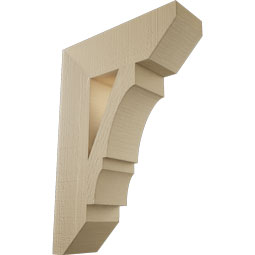 Ekena Millwork - BKTUR055X18X26BOA06RCPR - Timberthane Faux Wood Balboa Style Bracket, Slat Ends, 5 1/2"W x 18"D x 26"H, Primed Tan