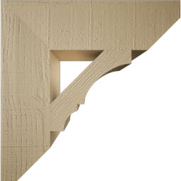 Ekena Millwork - BKTUR055X20X20BOA06RCPR - Timberthane Faux Wood Balboa Style Bracket, Slat Ends, 5 1/2"W x 20"D x 20"H, Primed Tan
