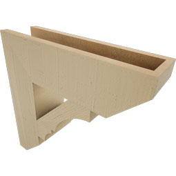 Ekena Millwork - BKTUR055X20X20BOA06RCPR - Timberthane Faux Wood Balboa Style Bracket, Slat Ends, 5 1/2"W x 20"D x 20"H, Primed Tan