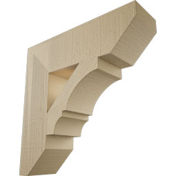 Ekena Millwork - BKTUR055X20X20BOA06RCPR - Timberthane Faux Wood Balboa Style Bracket, Slat Ends, 5 1/2"W x 20"D x 20"H, Primed Tan