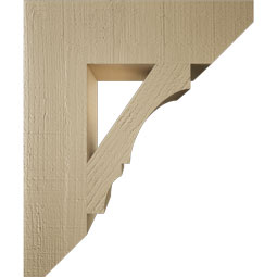 Ekena Millwork - BKTUR055X20X24BOA06RCPR - Timberthane Faux Wood Balboa Style Bracket, Slat Ends, 5 1/2"W x 20"D x 24"H, Primed Tan