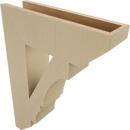 Ekena Millwork - BKTUR055X20X28BOA06RCPR - Timberthane Faux Wood Balboa Style Bracket, Slat Ends, 5 1/2"W x 20"D x 28"H, Primed Tan