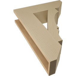 Ekena Millwork - BKTUR055X20X28BOA06RCPR - Timberthane Faux Wood Balboa Style Bracket, Slat Ends, 5 1/2"W x 20"D x 28"H, Primed Tan