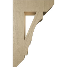 Ekena Millwork - BKTUR055X20X32BOA06RCPR - Timberthane Faux Wood Balboa Style Bracket, Slat Ends, 5 1/2"W x 20"D x 32"H, Primed Tan