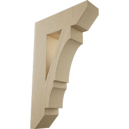 Ekena Millwork - BKTUR055X20X32BOA06RCPR - Timberthane Faux Wood Balboa Style Bracket, Slat Ends, 5 1/2"W x 20"D x 32"H, Primed Tan