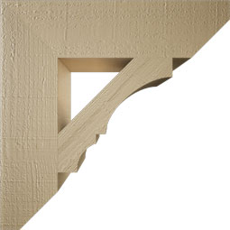 Ekena Millwork - BKTUR055X22X22BOA06RCPR - Timberthane Faux Wood Balboa Style Bracket, Slat Ends, 5 1/2"W x 22"D x 22"H, Primed Tan