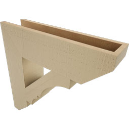 Ekena Millwork - BKTUR055X22X22BOA06RCPR - Timberthane Faux Wood Balboa Style Bracket, Slat Ends, 5 1/2"W x 22"D x 22"H, Primed Tan