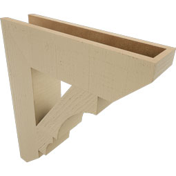 Ekena Millwork - BKTUR055X22X26BOA06RCPR - Timberthane Faux Wood Balboa Style Bracket, Slat Ends, 5 1/2"W x 22"D x 26"H, Primed Tan
