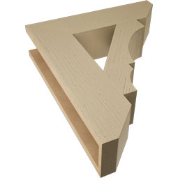 Ekena Millwork - BKTUR055X22X26BOA06RCPR - Timberthane Faux Wood Balboa Style Bracket, Slat Ends, 5 1/2"W x 22"D x 26"H, Primed Tan