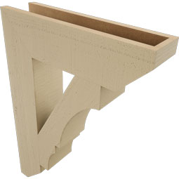 Ekena Millwork - BKTUR055X22X30BOA06RCPR - Timberthane Faux Wood Balboa Style Bracket, Slat Ends, 5 1/2"W x 22"D x 30"H, Primed Tan