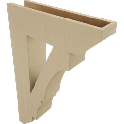 Ekena Millwork - BKTUR055X22X34BOA06RCPR - Timberthane Faux Wood Balboa Style Bracket, Slat Ends, 5 1/2"W x 22"D x 34"H, Primed Tan