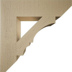 Ekena Millwork - BKTUR055X24X24BOA06RCPR - Timberthane Faux Wood Balboa Style Bracket, Slat Ends, 5 1/2"W x 24"D x 24"H, Primed Tan