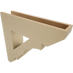 Ekena Millwork - BKTUR055X24X24BOA06RCPR - Timberthane Faux Wood Balboa Style Bracket, Slat Ends, 5 1/2"W x 24"D x 24"H, Primed Tan