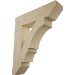 Ekena Millwork - BKTUR055X24X28BOA06RCPR - Timberthane Faux Wood Balboa Style Bracket, Slat Ends, 5 1/2"W x 24"D x 28"H, Primed Tan