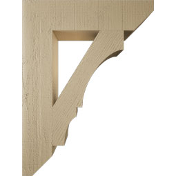 Ekena Millwork - BKTUR055X24X32BOA06RCPR - Timberthane Faux Wood Balboa Style Bracket, Slat Ends, 5 1/2"W x 24"D x 32"H, Primed Tan