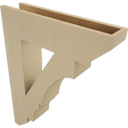 Ekena Millwork - BKTUR055X24X32BOA06RCPR - Timberthane Faux Wood Balboa Style Bracket, Slat Ends, 5 1/2"W x 24"D x 32"H, Primed Tan