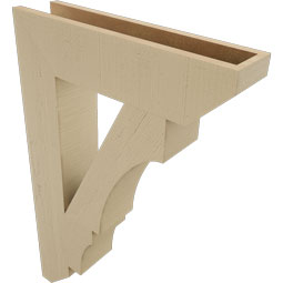 Ekena Millwork - BKTUR055X24X36BOA06RCPR - Timberthane Faux Wood Balboa Style Bracket, Slat Ends, 5 1/2"W x 24"D x 36"H, Primed Tan