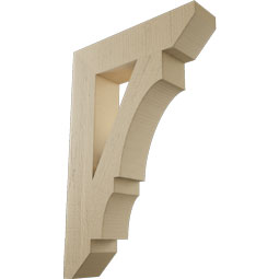 Ekena Millwork - BKTUR055X24X36BOA06RCPR - Timberthane Faux Wood Balboa Style Bracket, Slat Ends, 5 1/2"W x 24"D x 36"H, Primed Tan