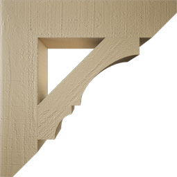 Ekena Millwork - BKTUR055X26X26BOA06RCPR - Timberthane Faux Wood Balboa Style Bracket, Slat Ends, 5 1/2"W x 26"D x 26"H, Primed Tan