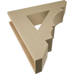 Ekena Millwork - BKTUR055X26X26BOA06RCPR - Timberthane Faux Wood Balboa Style Bracket, Slat Ends, 5 1/2"W x 26"D x 26"H, Primed Tan