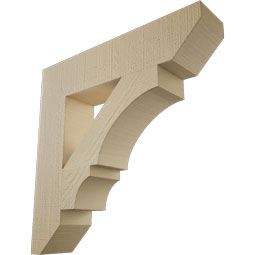 Ekena Millwork - BKTUR055X26X26BOA06RCPR - Timberthane Faux Wood Balboa Style Bracket, Slat Ends, 5 1/2"W x 26"D x 26"H, Primed Tan