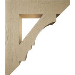 Ekena Millwork - BKTUR055X26X30BOA06RCPR - Timberthane Faux Wood Balboa Style Bracket, Slat Ends, 5 1/2"W x 26"D x 30"H, Primed Tan