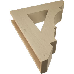Ekena Millwork - BKTUR055X26X30BOA06RCPR - Timberthane Faux Wood Balboa Style Bracket, Slat Ends, 5 1/2"W x 26"D x 30"H, Primed Tan