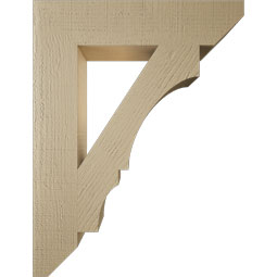 Ekena Millwork - BKTUR055X26X34BOA06RCPR - Timberthane Faux Wood Balboa Style Bracket, Slat Ends, 5 1/2"W x 26"D x 34"H, Primed Tan