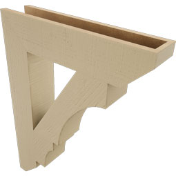 Ekena Millwork - BKTUR055X26X34BOA06RCPR - Timberthane Faux Wood Balboa Style Bracket, Slat Ends, 5 1/2"W x 26"D x 34"H, Primed Tan
