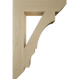 Ekena Millwork - BKTUR055X26X38BOA06RCPR - Timberthane Faux Wood Balboa Style Bracket, Slat Ends, 5 1/2"W x 26"D x 38"H, Primed Tan
