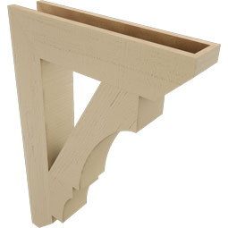 Ekena Millwork - BKTUR055X26X38BOA06RCPR - Timberthane Faux Wood Balboa Style Bracket, Slat Ends, 5 1/2"W x 26"D x 38"H, Primed Tan
