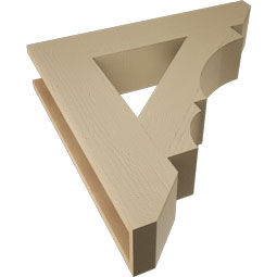 Ekena Millwork - BKTUR055X28X28BOA06RCPR - Timberthane Faux Wood Balboa Style Bracket, Slat Ends, 5 1/2"W x 28"D x 28"H, Primed Tan
