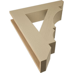 Ekena Millwork - BKTUR055X28X32BOA06RCPR - Timberthane Faux Wood Balboa Style Bracket, Slat Ends, 5 1/2"W x 28"D x 32"H, Primed Tan