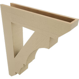 Ekena Millwork - BKTUR055X28X36BOA06RCPR - Timberthane Faux Wood Balboa Style Bracket, Slat Ends, 5 1/2"W x 28"D x 36"H, Primed Tan