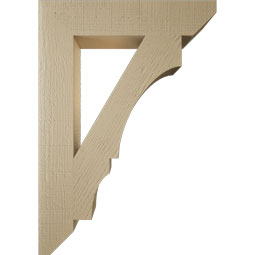 Ekena Millwork - BKTUR055X28X40BOA06RCPR - Timberthane Faux Wood Balboa Style Bracket, Slat Ends, 5 1/2"W x 28"D x 40"H, Primed Tan