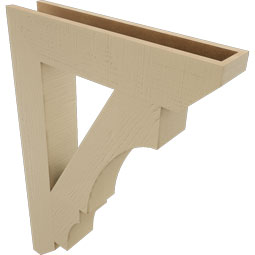 Ekena Millwork - BKTUR055X28X40BOA06RCPR - Timberthane Faux Wood Balboa Style Bracket, Slat Ends, 5 1/2"W x 28"D x 40"H, Primed Tan