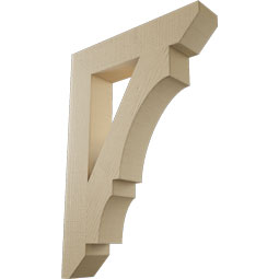 Ekena Millwork - BKTUR055X28X40BOA06RCPR - Timberthane Faux Wood Balboa Style Bracket, Slat Ends, 5 1/2"W x 28"D x 40"H, Primed Tan