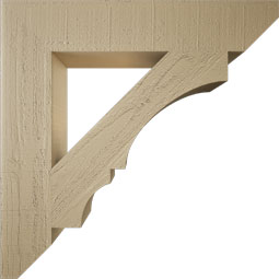 Ekena Millwork - BKTUR055X30X30BOA06RCPR - Timberthane Faux Wood Balboa Style Bracket, Slat Ends, 5 1/2"W x 30"D x 30"H, Primed Tan