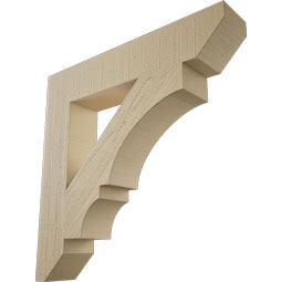 Ekena Millwork - BKTUR055X30X30BOA06RCPR - Timberthane Faux Wood Balboa Style Bracket, Slat Ends, 5 1/2"W x 30"D x 30"H, Primed Tan