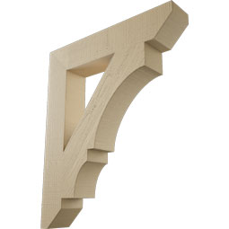 Ekena Millwork - BKTUR055X30X36BOA06RCPR - Timberthane Faux Wood Balboa Style Bracket, Slat Ends, 5 1/2"W x 30"D x 36"H, Primed Tan