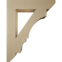 Ekena Millwork - BKTUR055X30X38BOA06RCPR - Timberthane Faux Wood Balboa Style Bracket, Slat Ends, 5 1/2"W x 30"D x 38"H, Primed Tan